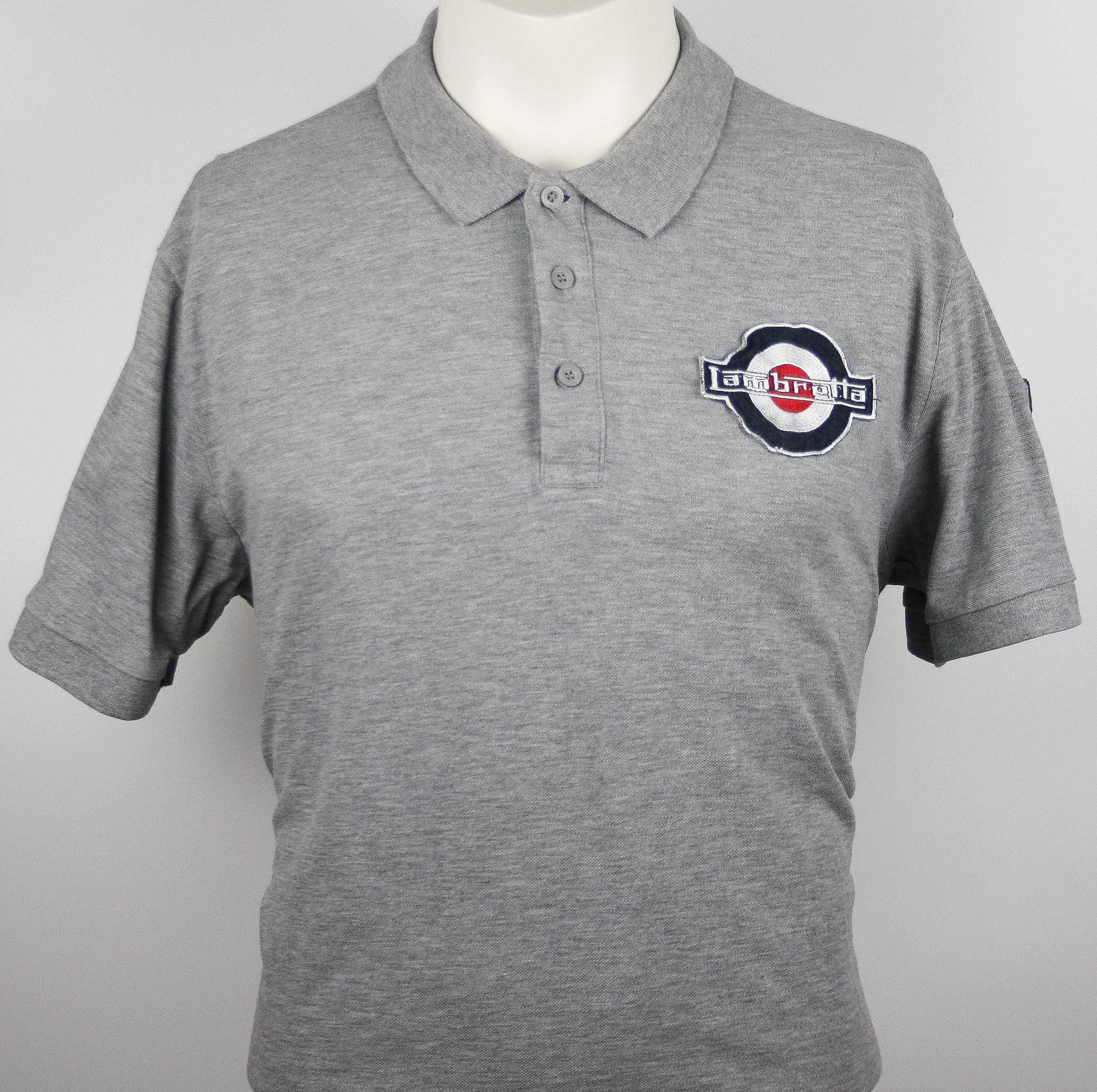 Lambretta Polo Grey w Mod Patches Größe L